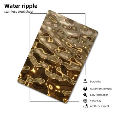 Stärke Champagne Gold Color Water Ripple-Edelstahlblech-0.3mm 0.4mm
