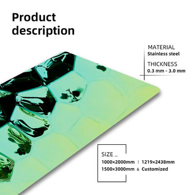 Kundenspezifische PVD-Farbe 201 304 die 316 Wasser-Kräuselungs-Edelstahlblech stempelte gehämmertes Muster