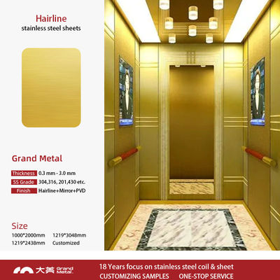 Haarlinie Nr. 4 Aufzugstürplatten mit 304 316 gebürsteten Edelstahloberflächen