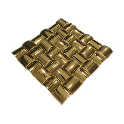 Guter Preis Form-Spiegel-Goldedelstahl-Mosaik-Fliesen-Metall 30X30MM des Bogen-3D Online