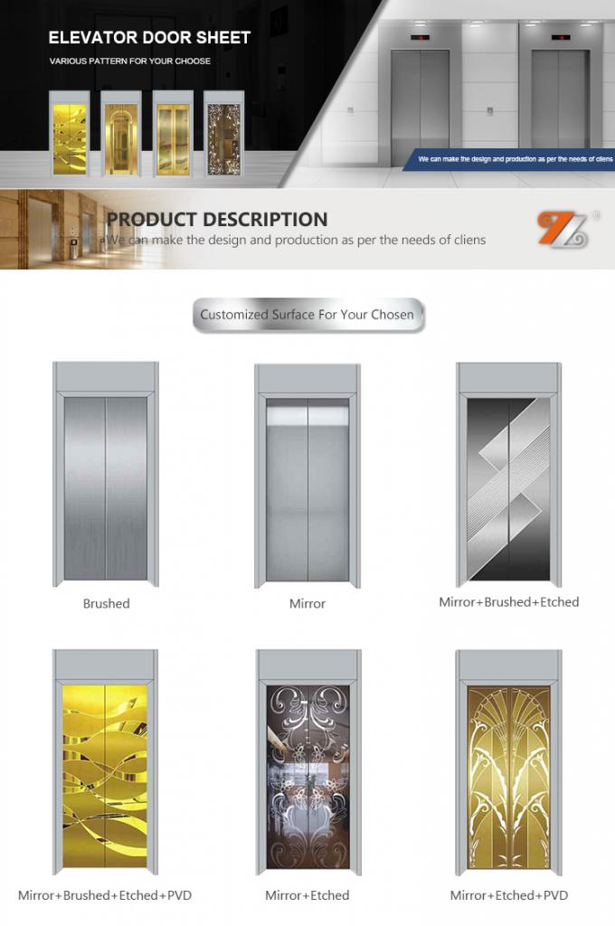 SUS 201 304 316 0.6mm starker Spiegel geätztes Entwurfs-Edelstahlblech fertigte Muster für Aufzugs-Tür besonders an