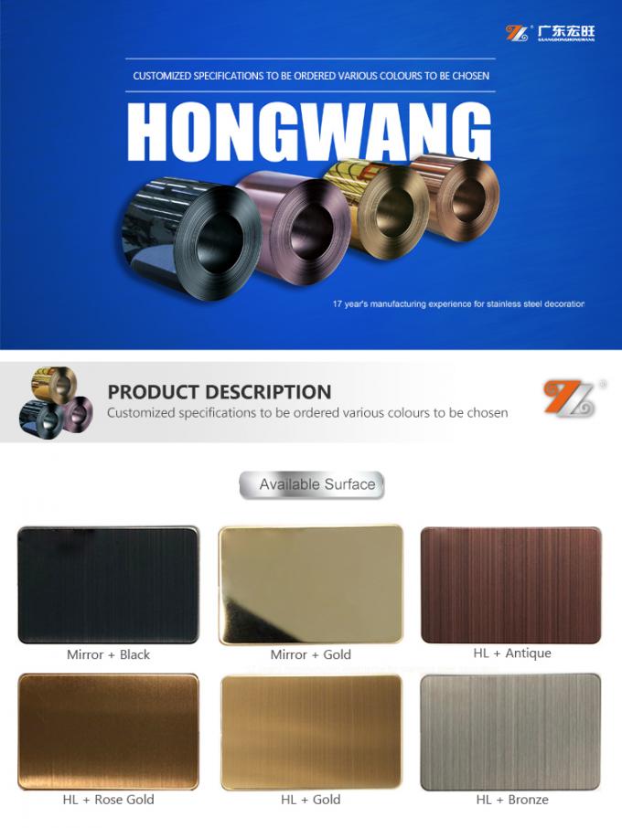 Neue Produkte 201 304 0.5mm Stärke-Farbgoldhaarstrichedelstahlblech/Spulen-Hersteller in China
