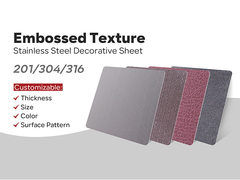 Geprägte Edelstahl-Texturen-Blatt kundenspezifisch 201 304 316 PVD Dekoration Metallplatte