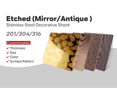 316 304 Edelstahlbleche mit graviertem Veredelungswerk 4x4 4x8 4x10